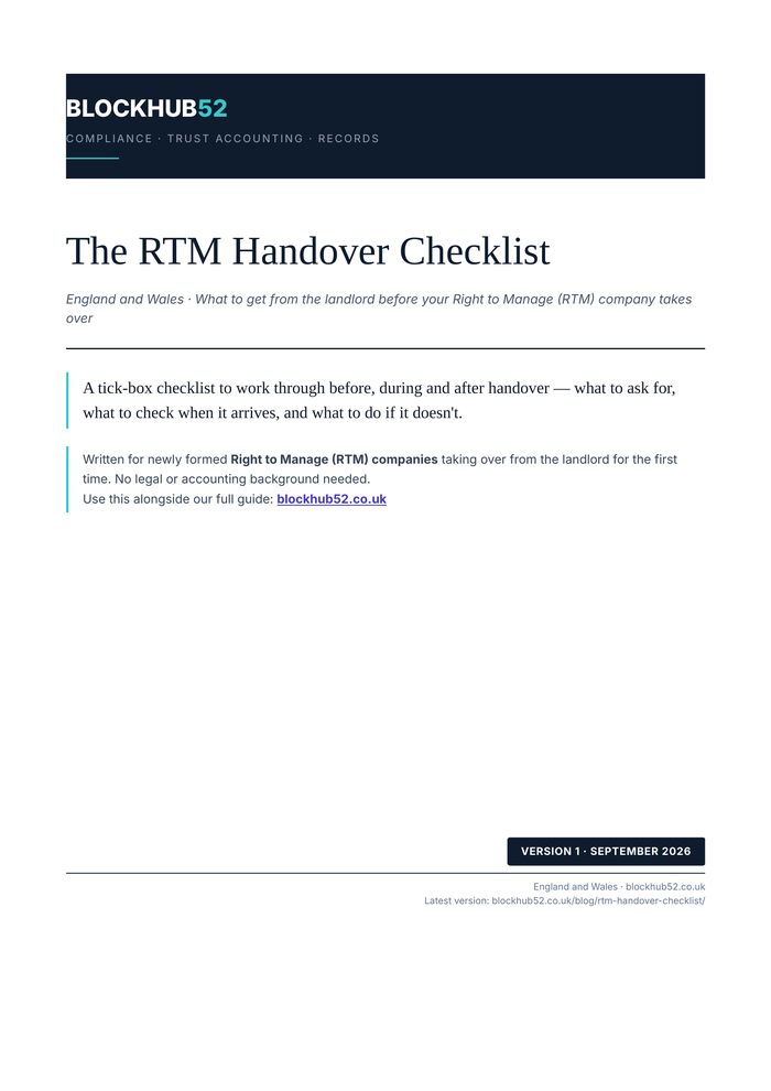 BlockHub52 RTM Handover Checklist preview